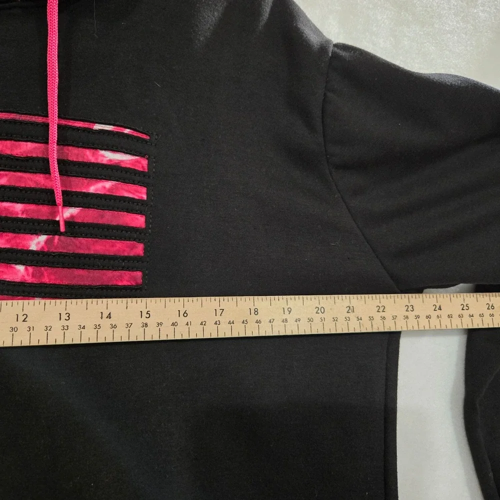 Mossy Oak Fishing Hoodie Size Large Pink American Flag Graphic Pullover #1381